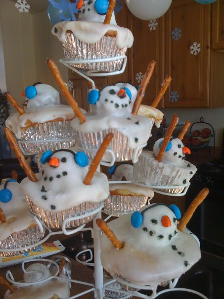 Kids Winter Birthday Party Ideas
 Snowmen Cupcakes