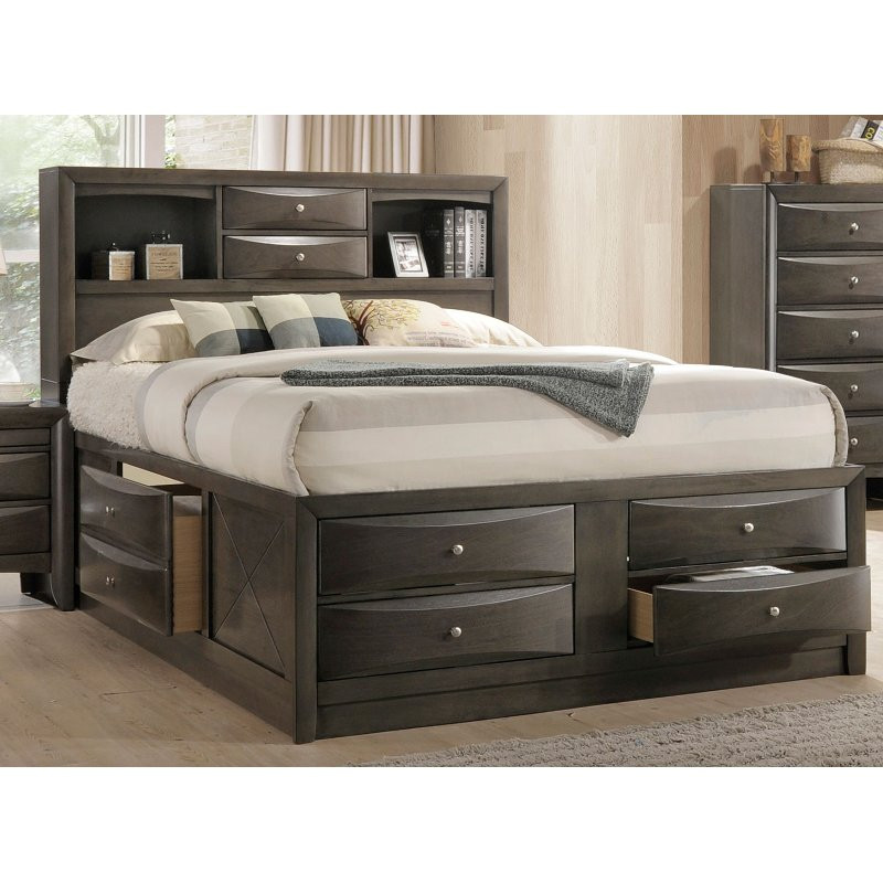 King Size Storage Bedroom Sets
 Contemporary Gray King Size Storage Bed Emily