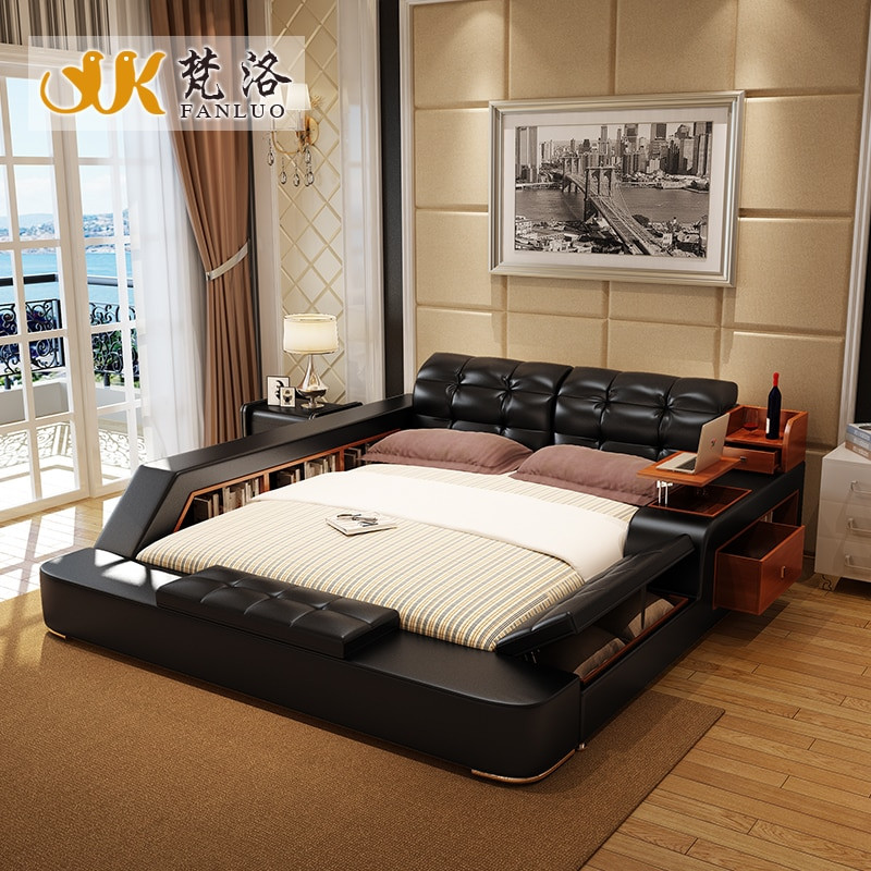 King Size Storage Bedroom Sets
 Aliexpress Buy modern leather king size storage bed