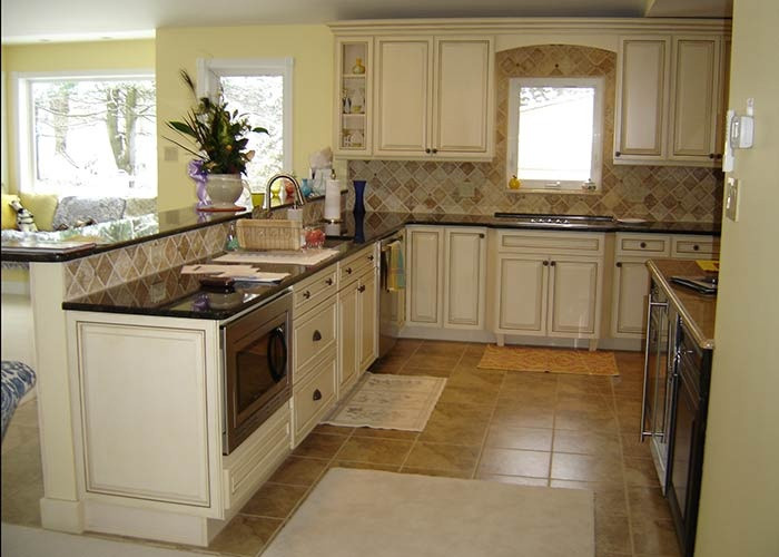 Kitchen Backsplash Height
 Full height angled tile backsplash