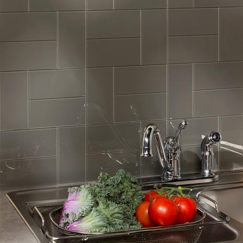 Kitchen Backsplash Menards
 Aspect 3" x 6" Leather Glass Peel & Stick Backsplash Tiles