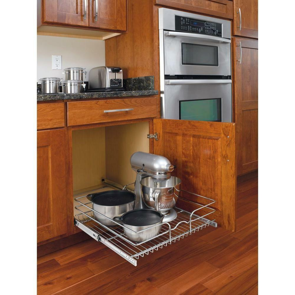 Kitchen Cabinet Shelves Organizer
 Pull Out Wire Basket Base Cabinet Chrome Kitchen Storage