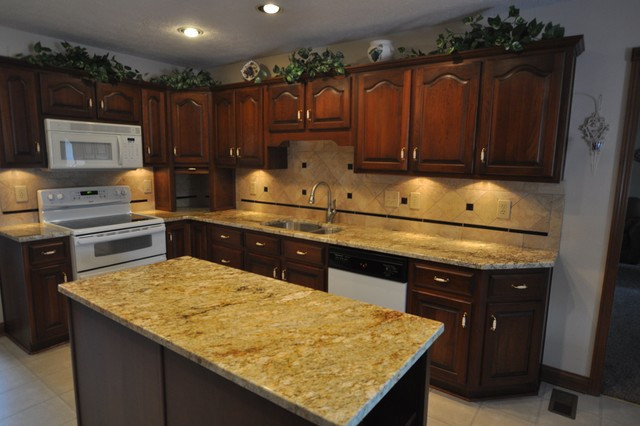 Kitchen Countertops And Backsplashes Ideas
 Granite Countertops and Tile Backsplash Ideas Eclectic