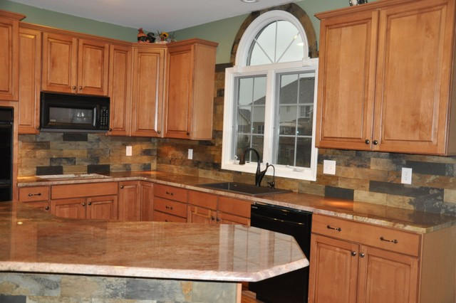 Kitchen Countertops And Backsplashes Ideas
 Granite Countertops and Tile Backsplash Ideas Eclectic