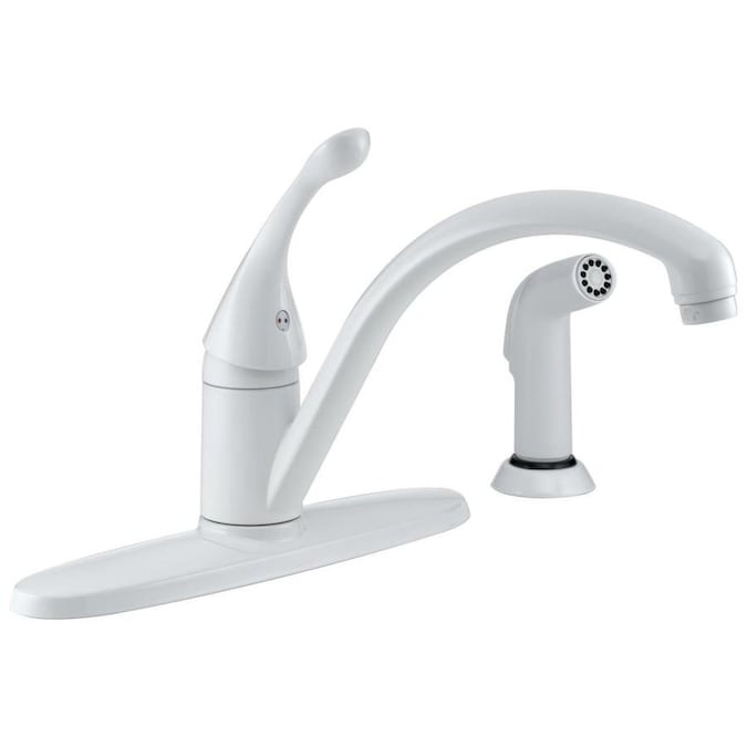 Kitchen Faucets White
 Delta Collins White 1 Handle Deck Mount Low Arc Handle