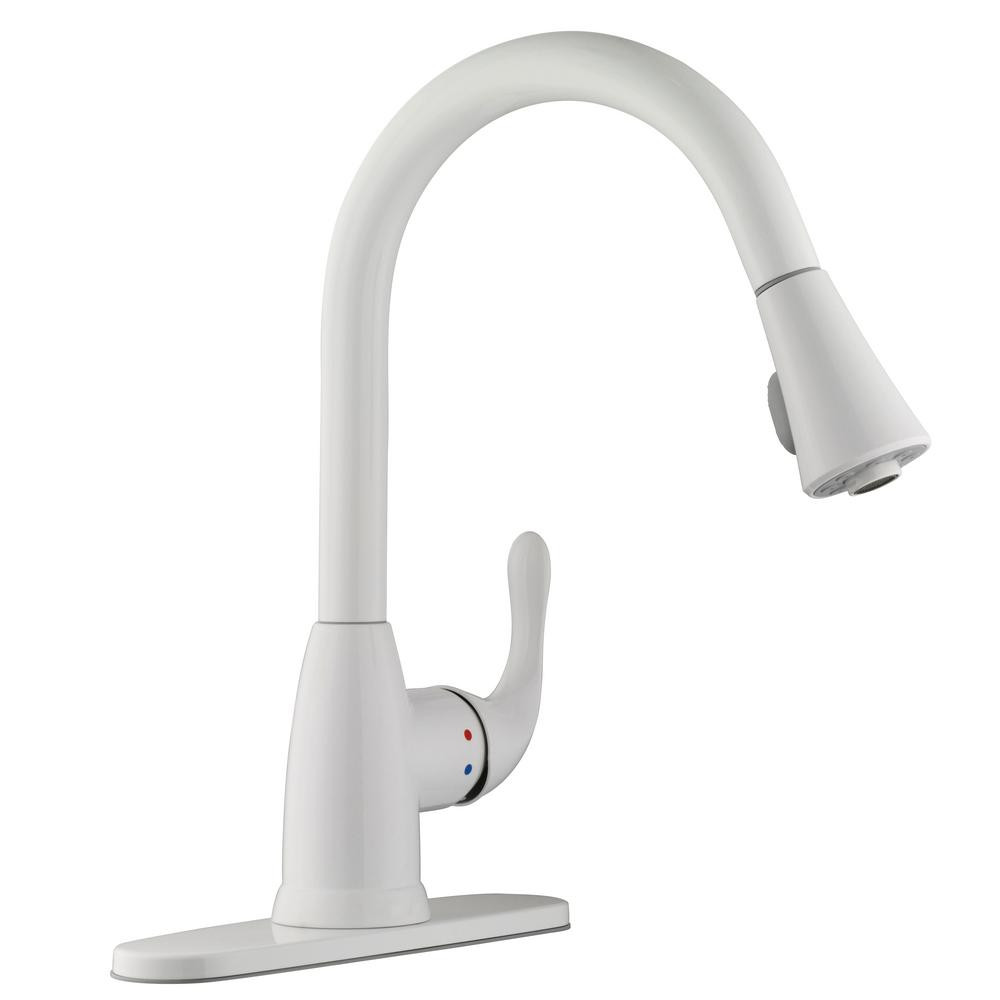 Kitchen Faucets White
 Glacier Bay Market Single Handle Pull Down Sprayer Kitchen