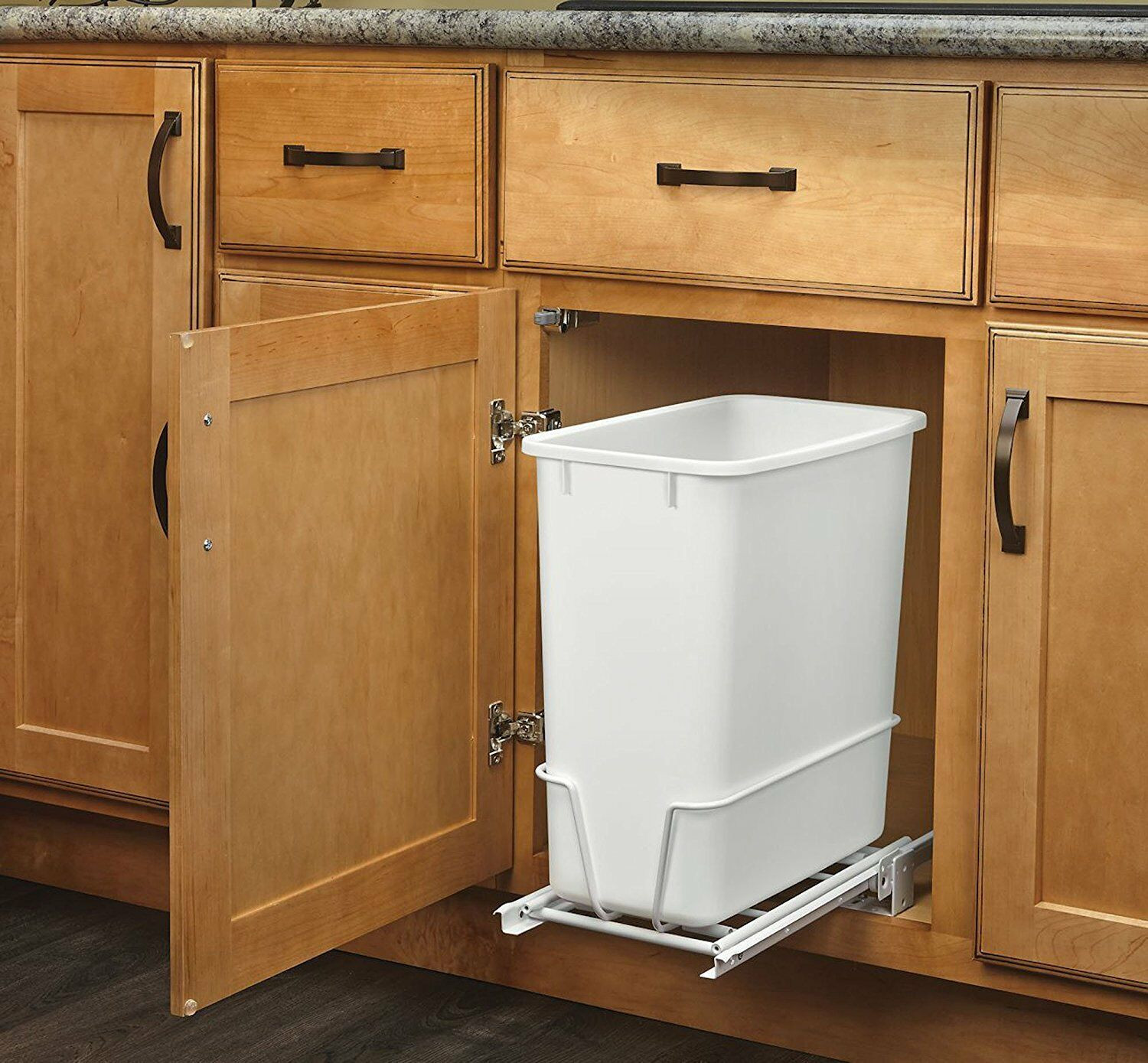 Kitchen Garbage Can Cabinet
 20 Quart White Trash Can Kitchen Waste Bin Garbage Pull