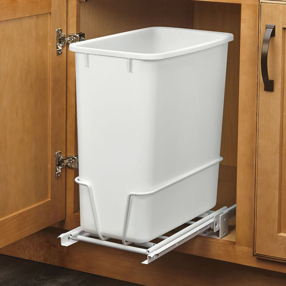 Kitchen Garbage Can Cabinet
 20 Quart White Trash Can Kitchen Waste Bin Garbage Pull