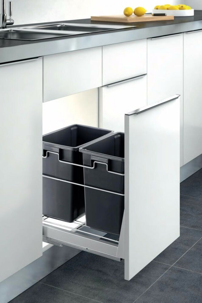 Kitchen Garbage Can Cabinet
 Double Container Kitchen Cabinet Pull Out Trash Can