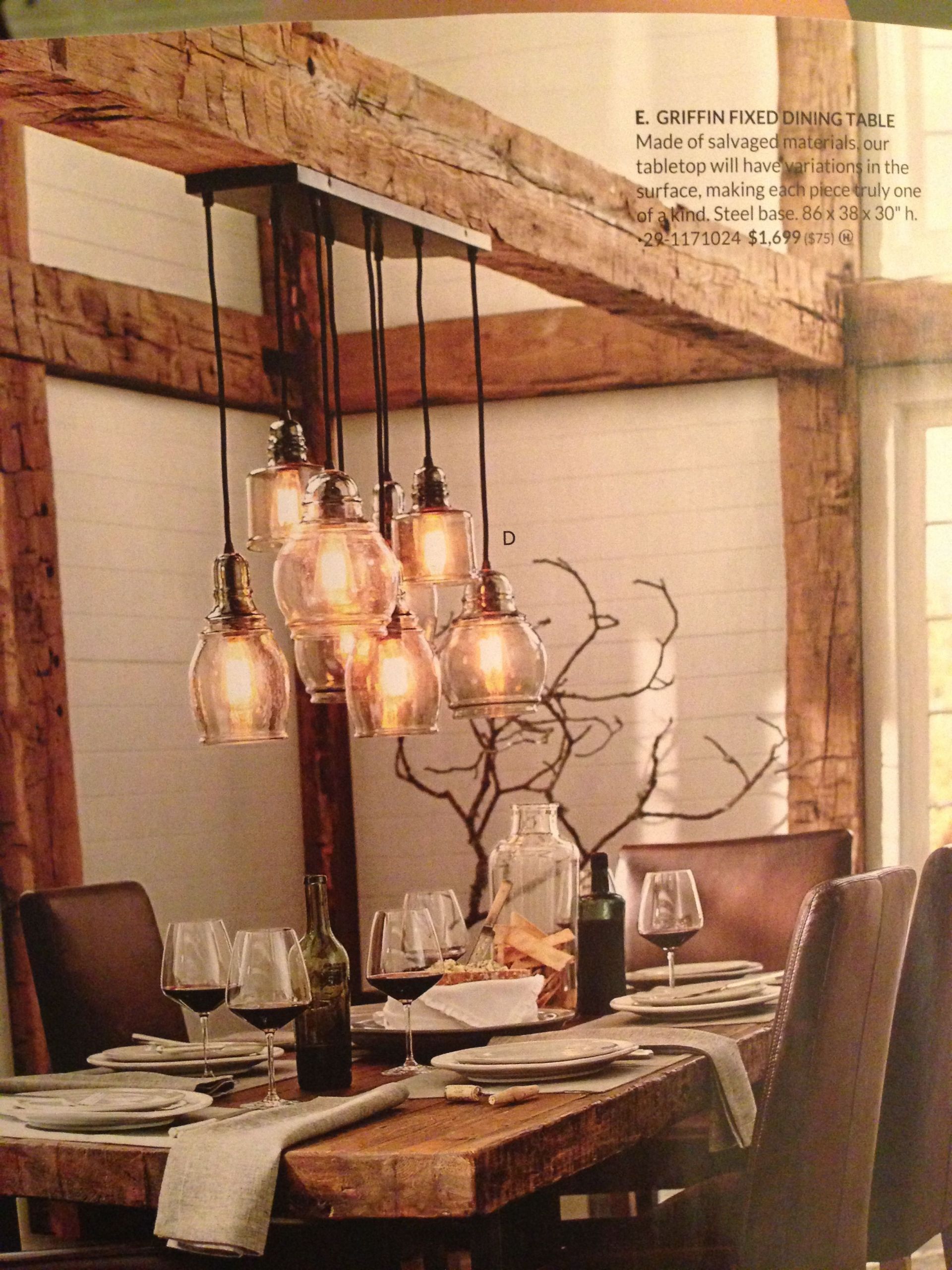 Kitchen Hanging Lights Over Table
 Love the rustic table and beamwork Kitchen Remodel