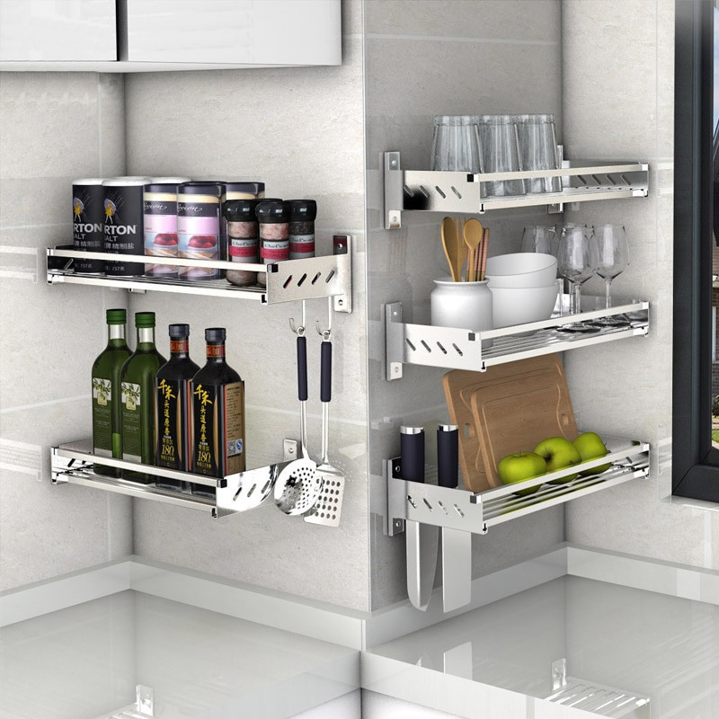 Kitchen Organizer Shelf
 304 Stainless Steel Kitchen Storage Holders Racks Pantry