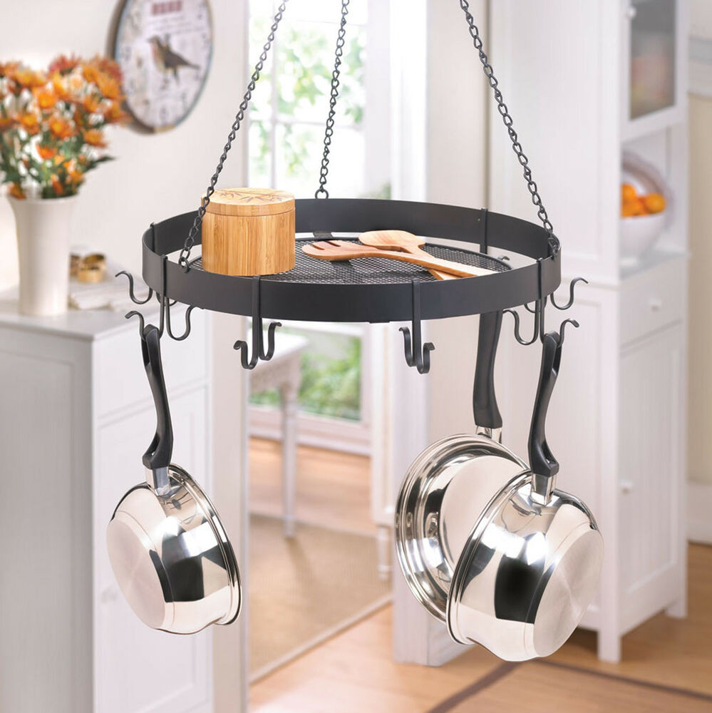 Kitchen Pots And Pans Organizer
 KITCHEN CIRCULAR Black Iron Pots and Pans Rack with