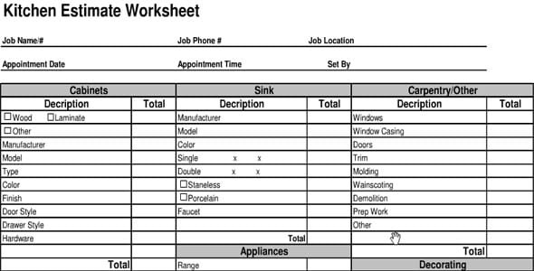 Kitchen Remodel Cost Calculator
 4 Kitchen Remodel Cost Calculators – Word Templates