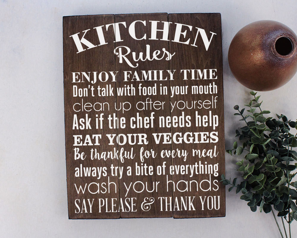 Kitchen Rules Wall Decor
 Kitchen Rules Sign Kitchen Wall Decor Rustic Kitchen Sign