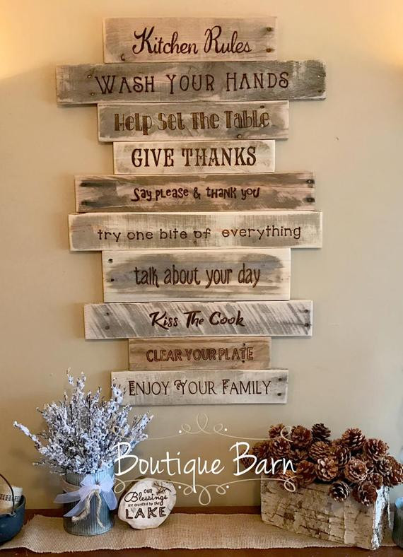 Kitchen Rules Wall Decor
 Kitchen Rules Sign Wood Sign Family Art Rustic Wall