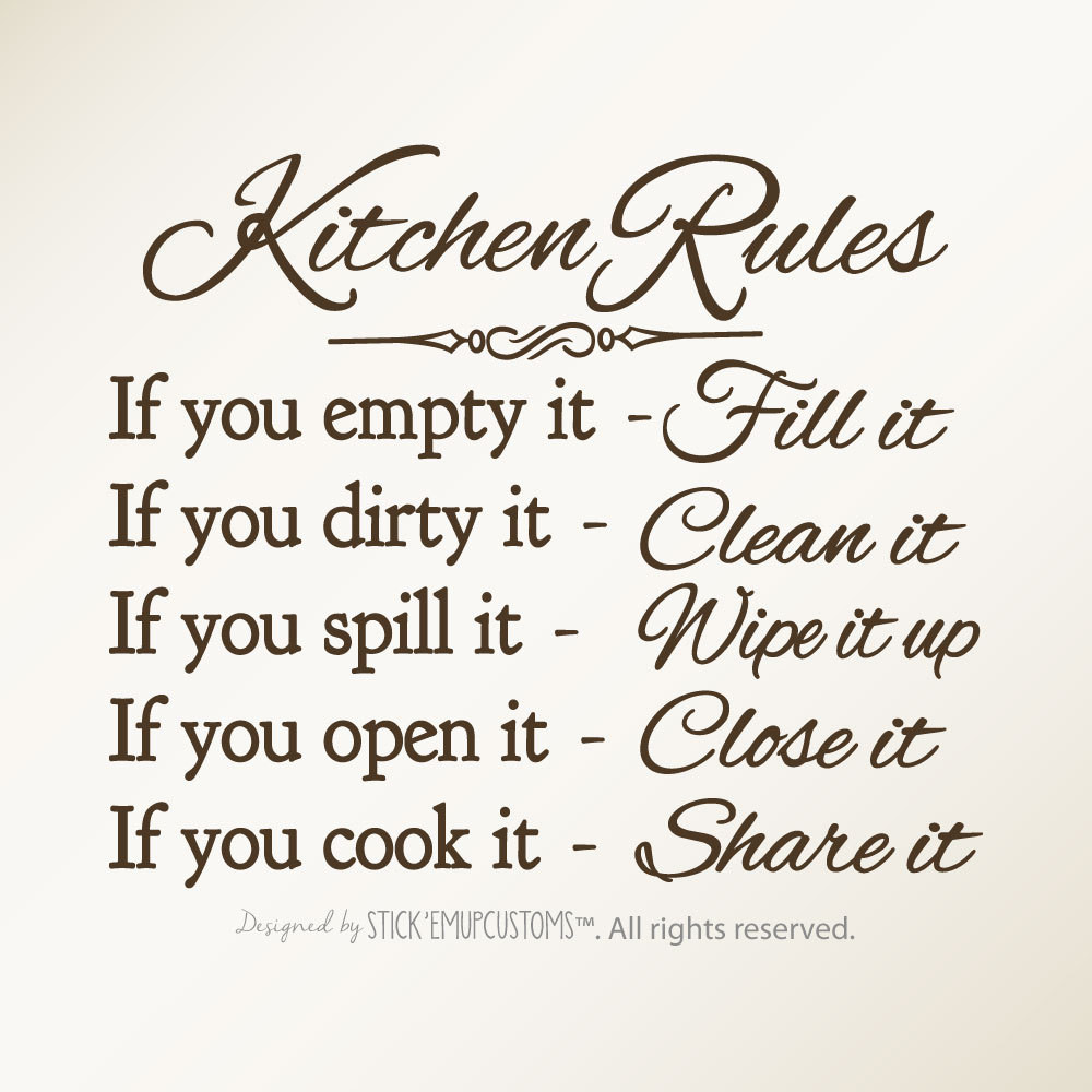 Kitchen Rules Wall Decor
 Kitchen Rules Wall Art Decal Dining Room by