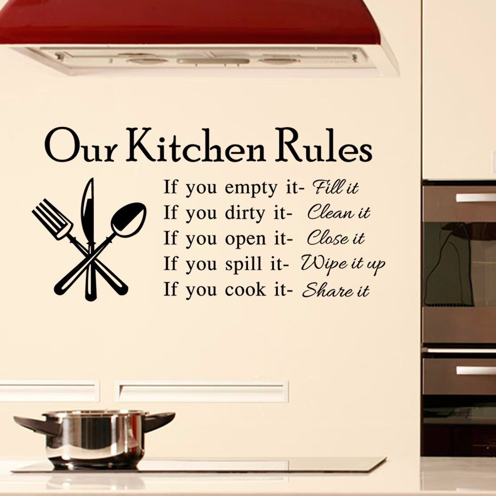 Kitchen Rules Wall Decor
 1PCS Kitchen Rules Vinyl Wall Stickers for Kids Room