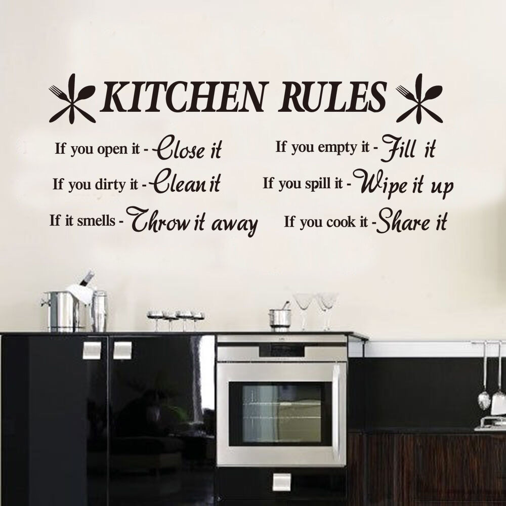 Kitchen Rules Wall Decor
 Kitchen Rules Wall ART Quotes Vinyl Sticker DIY Home Wall