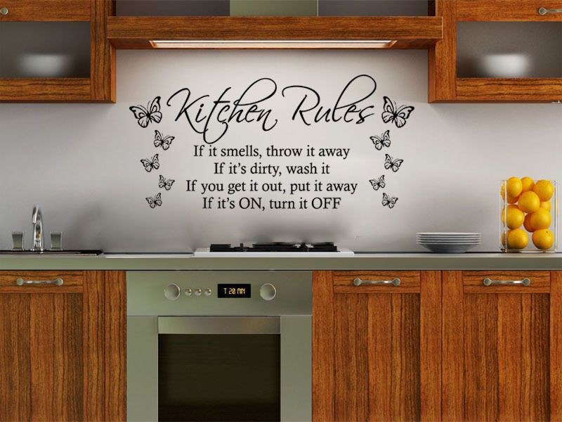 Kitchen Rules Wall Decor
 Kitchen Rules with Butterflies Modern Wall Art Quote Vinyl