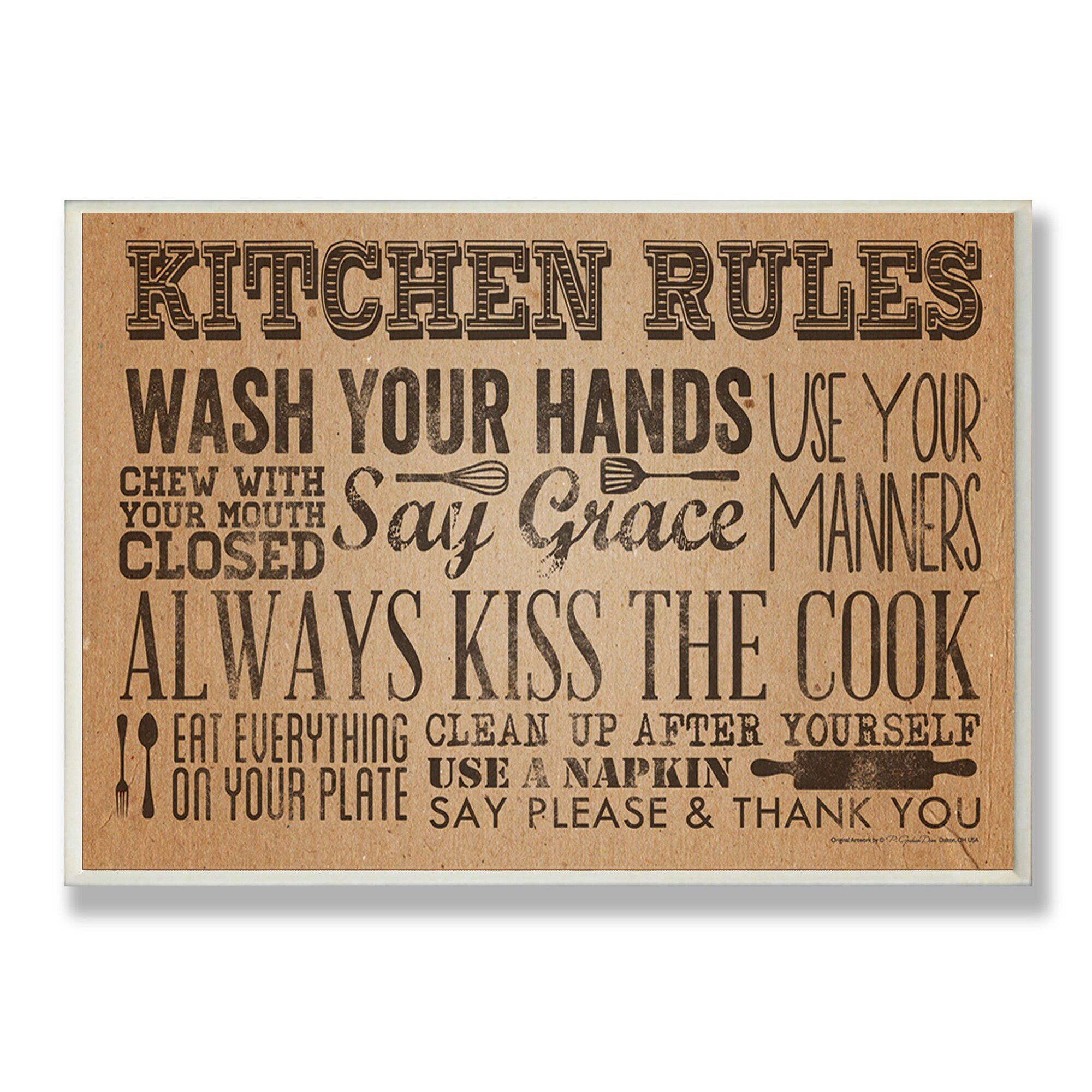 Kitchen Rules Wall Decor
 Stupell Industries Paper Towel Look Kitchen Rules Textual