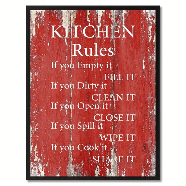 Kitchen Rules Wall Decor
 Shop Kitchen Rules Saying Canvas Print Picture Frame Home