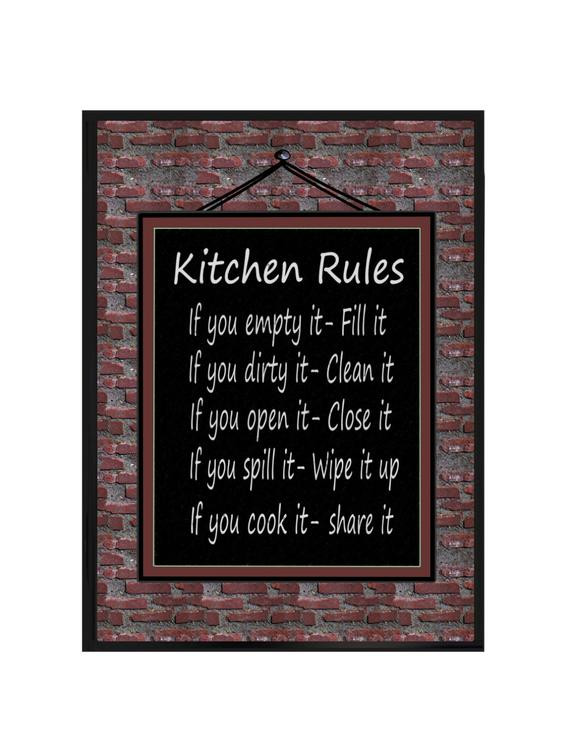 Kitchen Rules Wall Decor
 Items similar to Kitchen Rules Wall Plaque Funny Sign