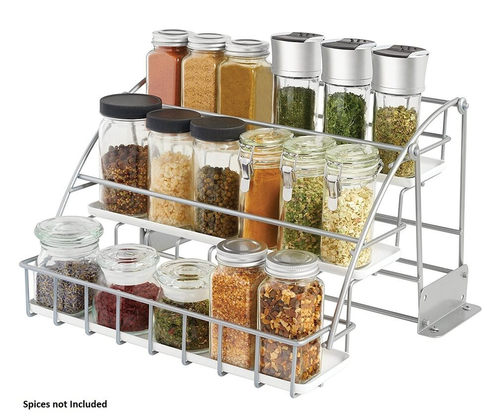 Kitchen Spice Organizer
 NEW Kitchen In Cabinet Pull down Metal White Spice Rack