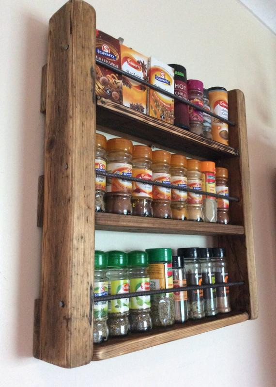 Kitchen Spice Organizer
 Spice Rack Handmade Kitchen Storage Rustic by