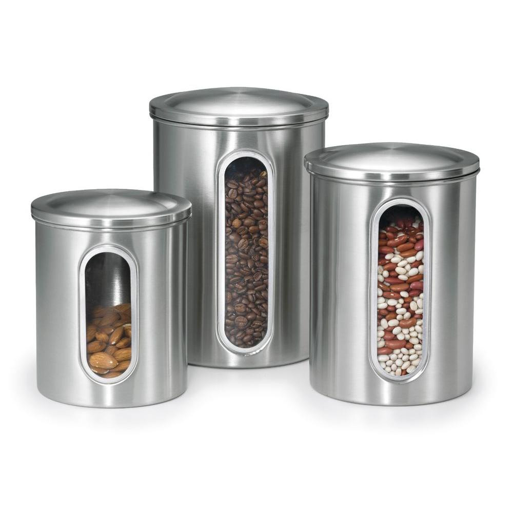 Kitchen Storage Canisters
 Polder Stainless Steel Canister Set 3 Piece 3346 75RM