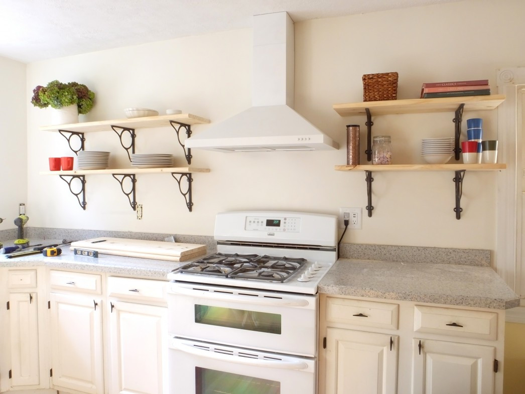Kitchen Wall Shelves
 White Wall Shelves for Effective Storage in Small Kitchen