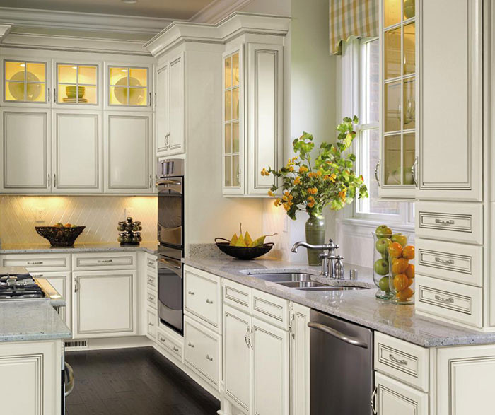 Kitchen With Off White Cabinets
 f White Cabinets with Glaze Decora Cabinetry