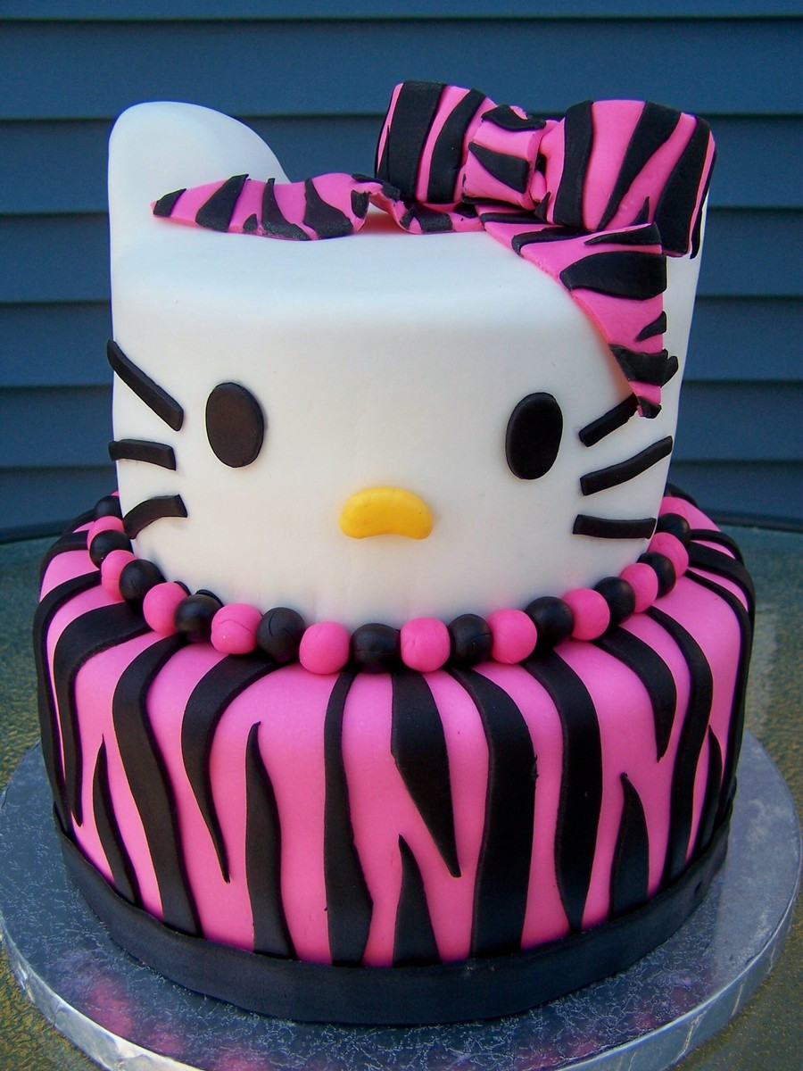 Kitty Birthday Cake
 Zebra Print Hello Kitty Birthday Cake CakeCentral