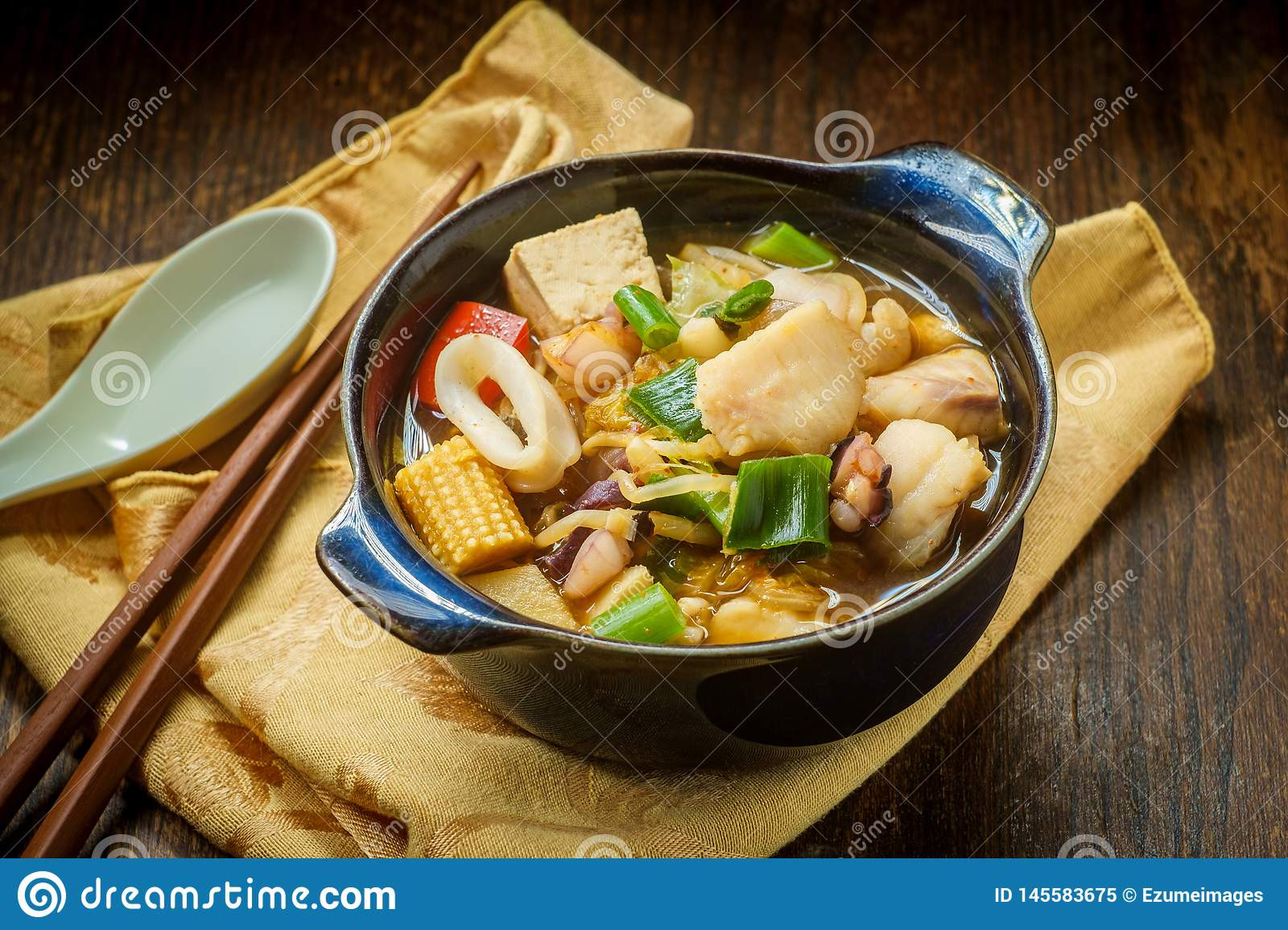 Korean Seafood Stew
 Korean Seafood Stew stock image Image of gochu asian