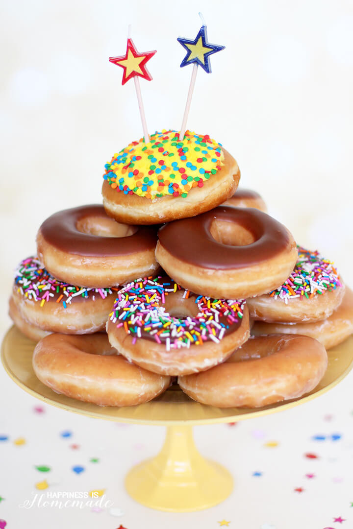 Krispy Kreme Birthday Cake
 Krispy Kreme Donut Birthday Cake Happiness is Homemade