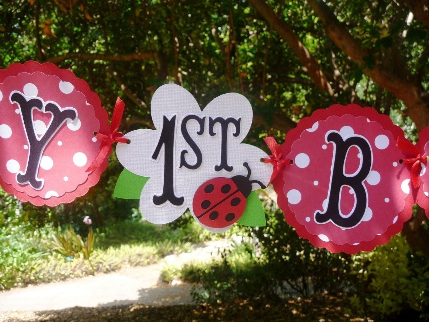 Ladybug 1st Birthday Decorations
 Ladybug Birthday Banner Custom 1st birthday Handmade