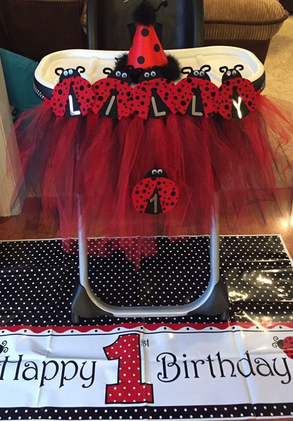 Ladybug 1st Birthday Decorations
 Ladybug highchair decorations