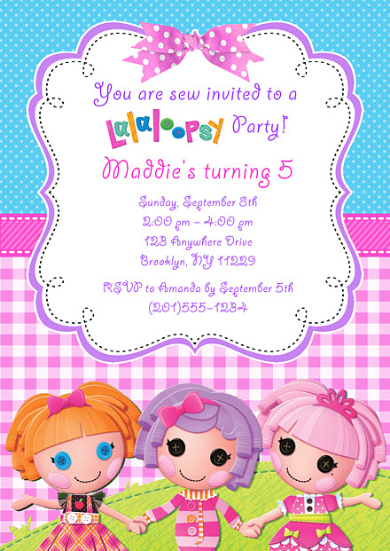 Lalaloopsy Birthday Invitations
 Lalaloopsy Doll Birthday Party Invitations