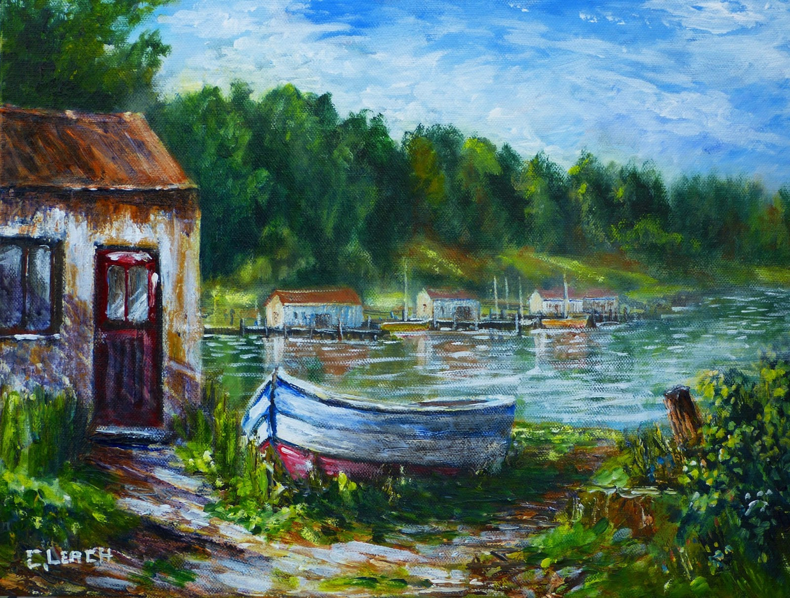 Landscape Acrylic Painting
 Acrylic Landscapes Boat New Acrylic Painting