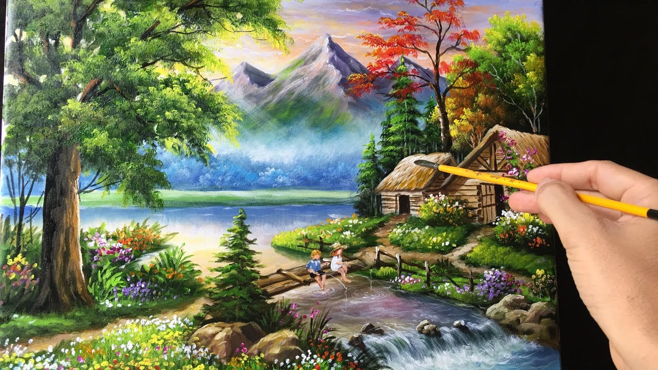 Landscape Acrylic Painting
 Painting a Beautiful Mountain Landscape with Acrylics