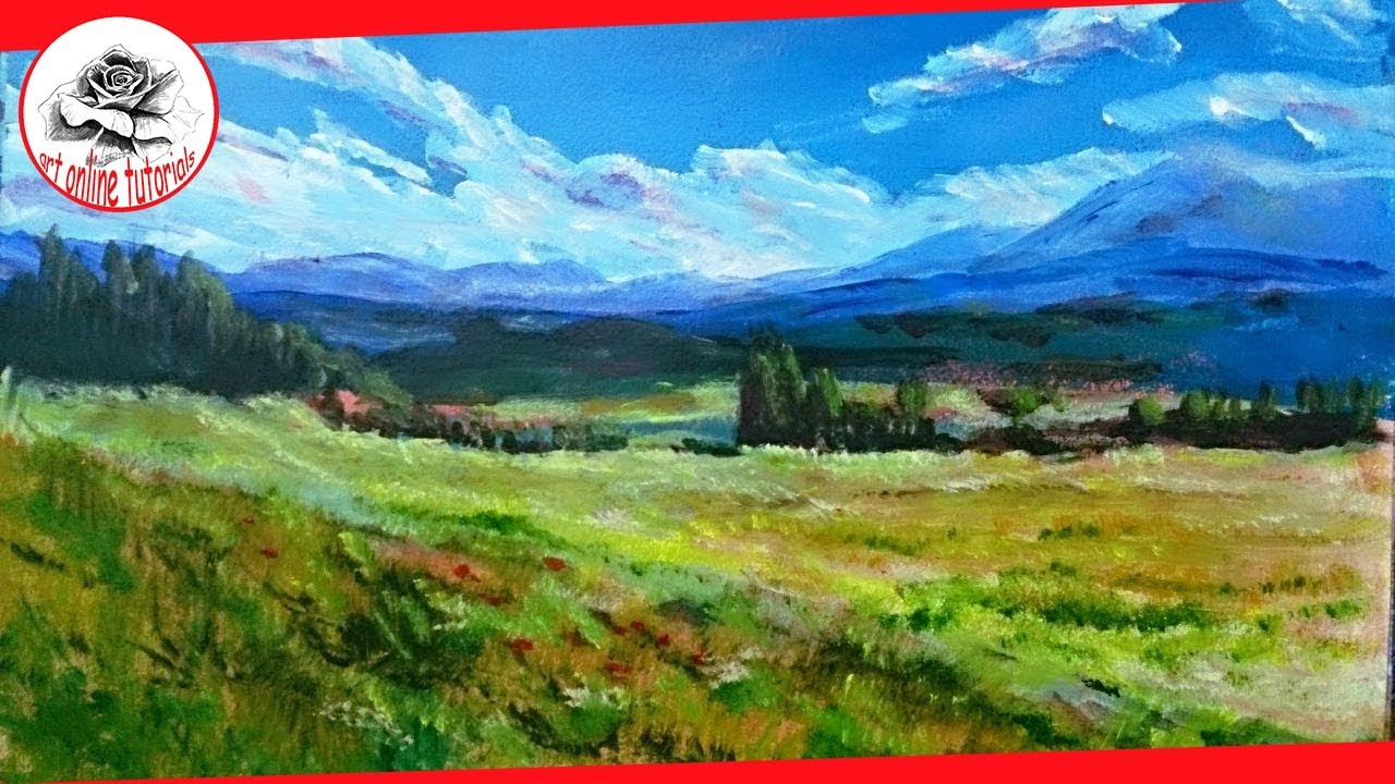 Landscape Acrylic Painting
 How to Paint a Landscape with acrylics step by step