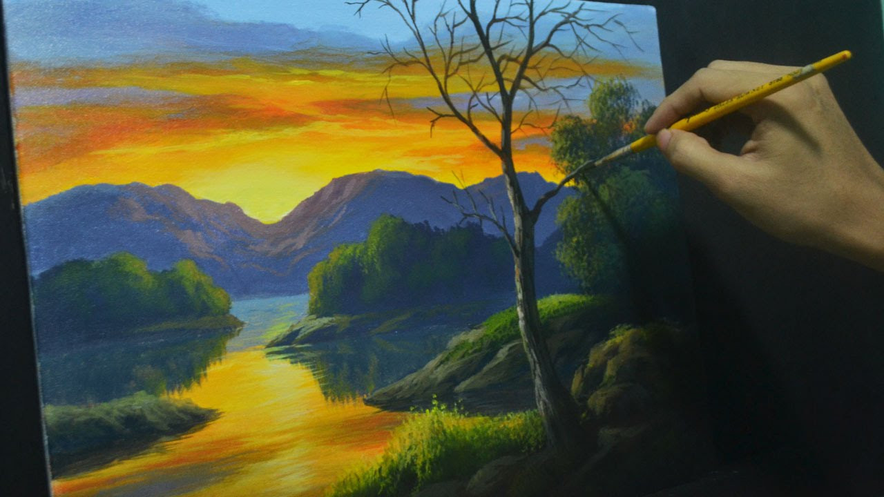 Landscape Acrylic Painting
 Acrylic Landscape Painting Lesson How to Paint Sunset