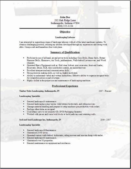 Landscape Designer Job Description
 Landscaping Resume Occupational examples samples Free