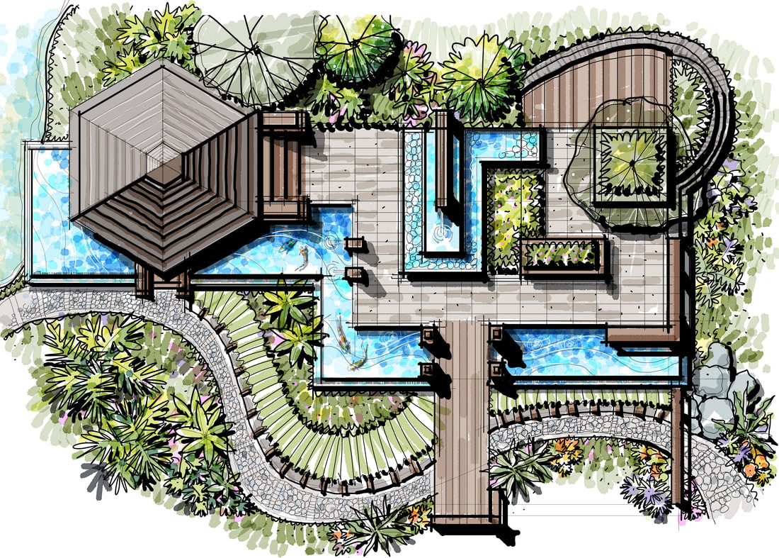 Landscape Fountain Plan
 Freehand Master Plans JOHN SIMBORIO