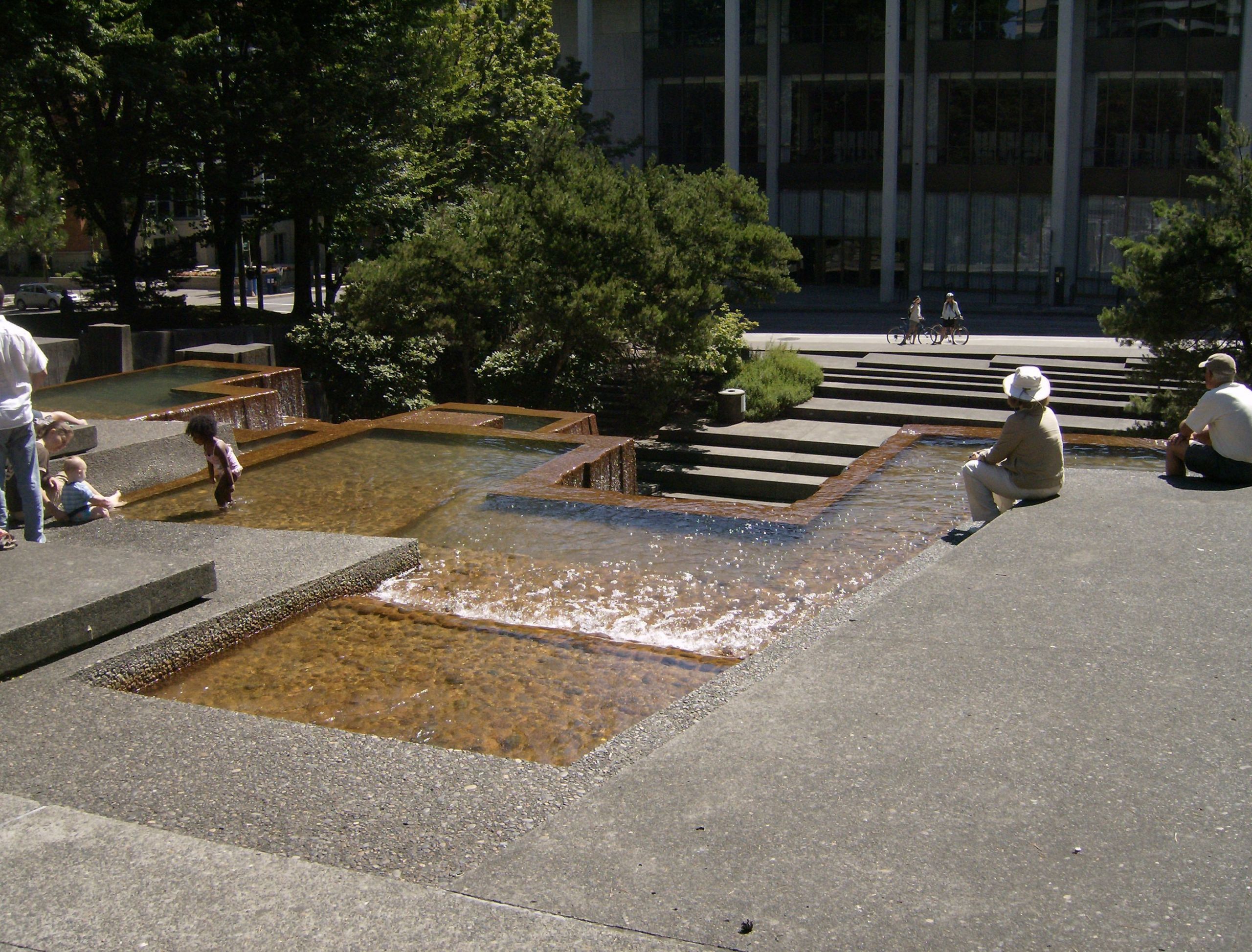 Landscape Fountain Public
 Urban And Modern Waterfalls Iras Fountain Portland