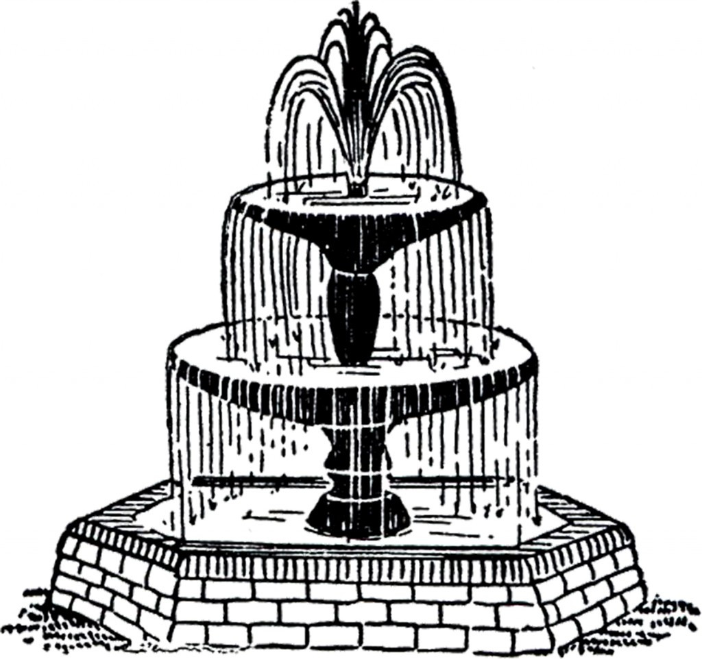 Landscape Fountain Sketch Free Vintage Fountain Clip Art The Graphics Fairy