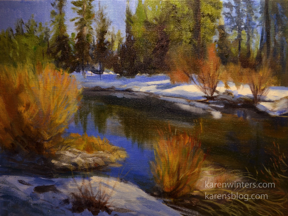 Landscape Oil Paintings
 Truckee River Snowbank California landscape oil painting