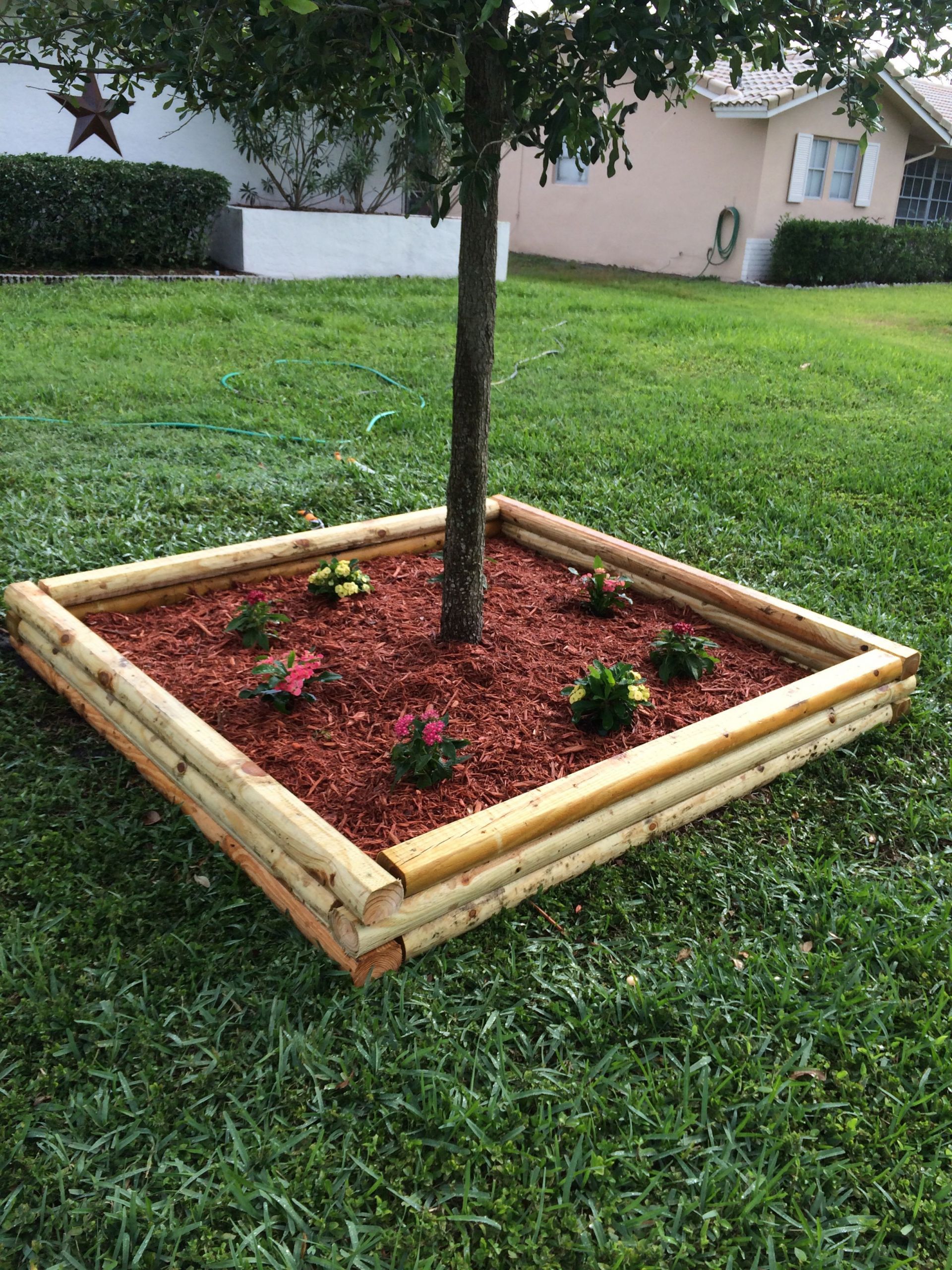 Landscape Timber Flower Bed Designs
 Landscape timber box for tree and flowers