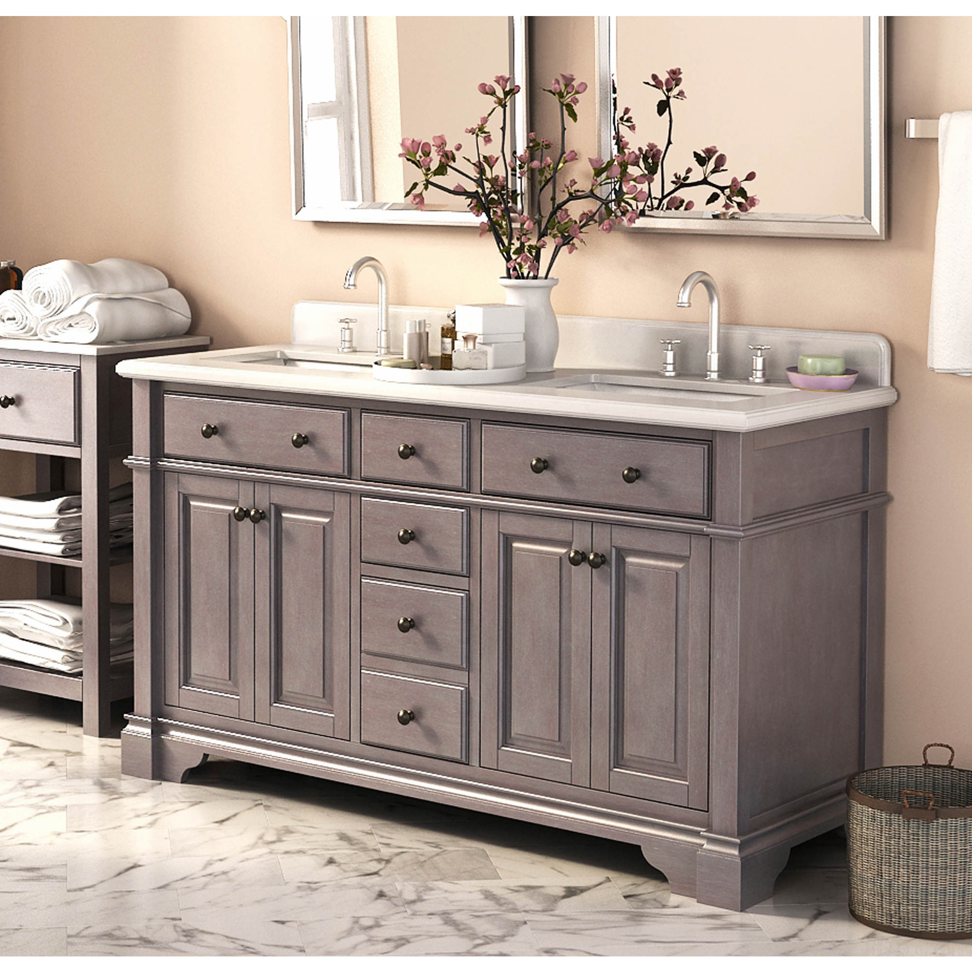 Lanza Bathroom Vanity
 Lanza Casanova 60" Double Sink Vanity Antique Gray BJ