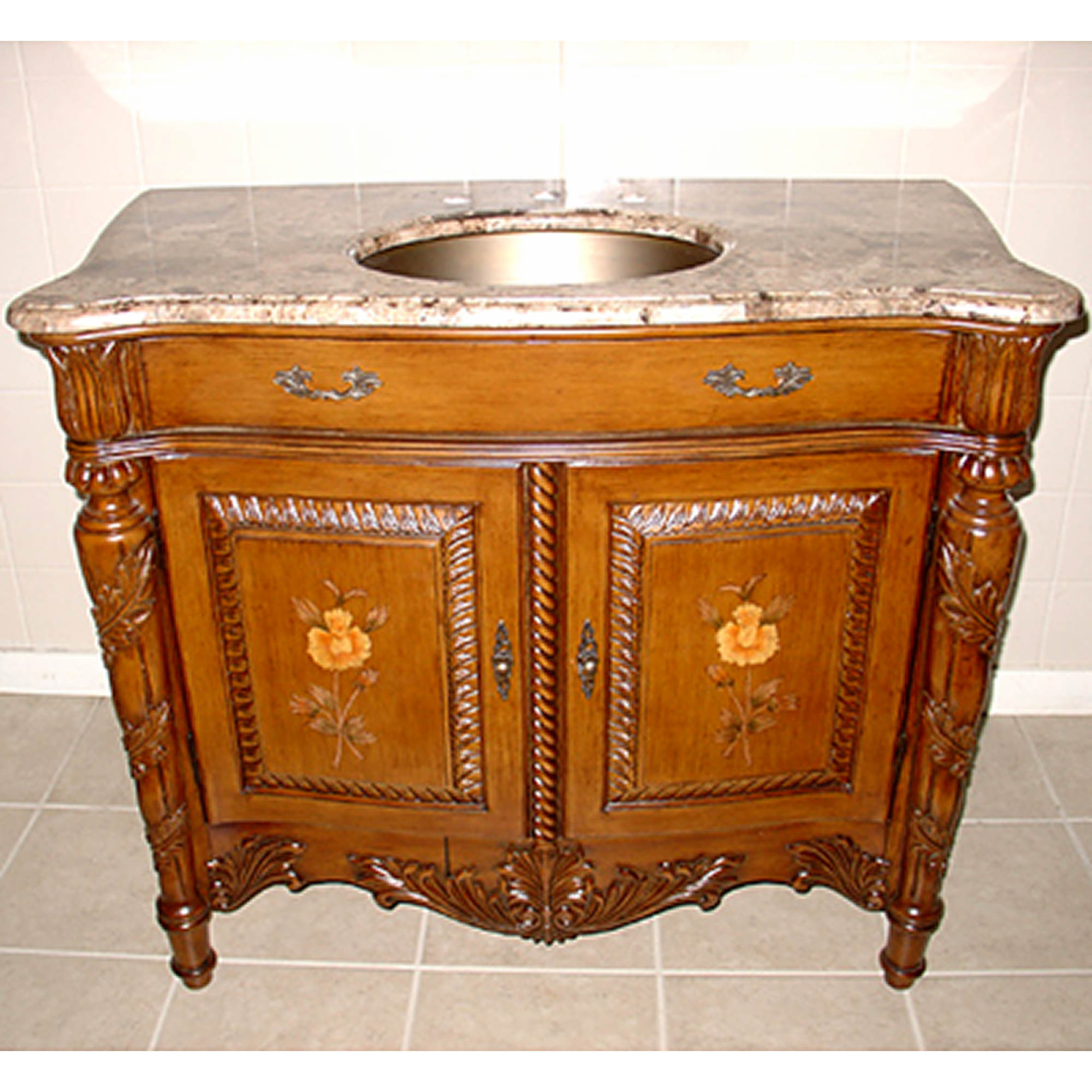 Lanza Bathroom Vanity
 Lanza Single Sink Bathroom Vanity with Brass Sink and