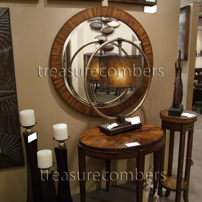 Large Round Bathroom Mirror
 LARGE Round Beveled WALL MIRROR Zebrano Wood Bathroom